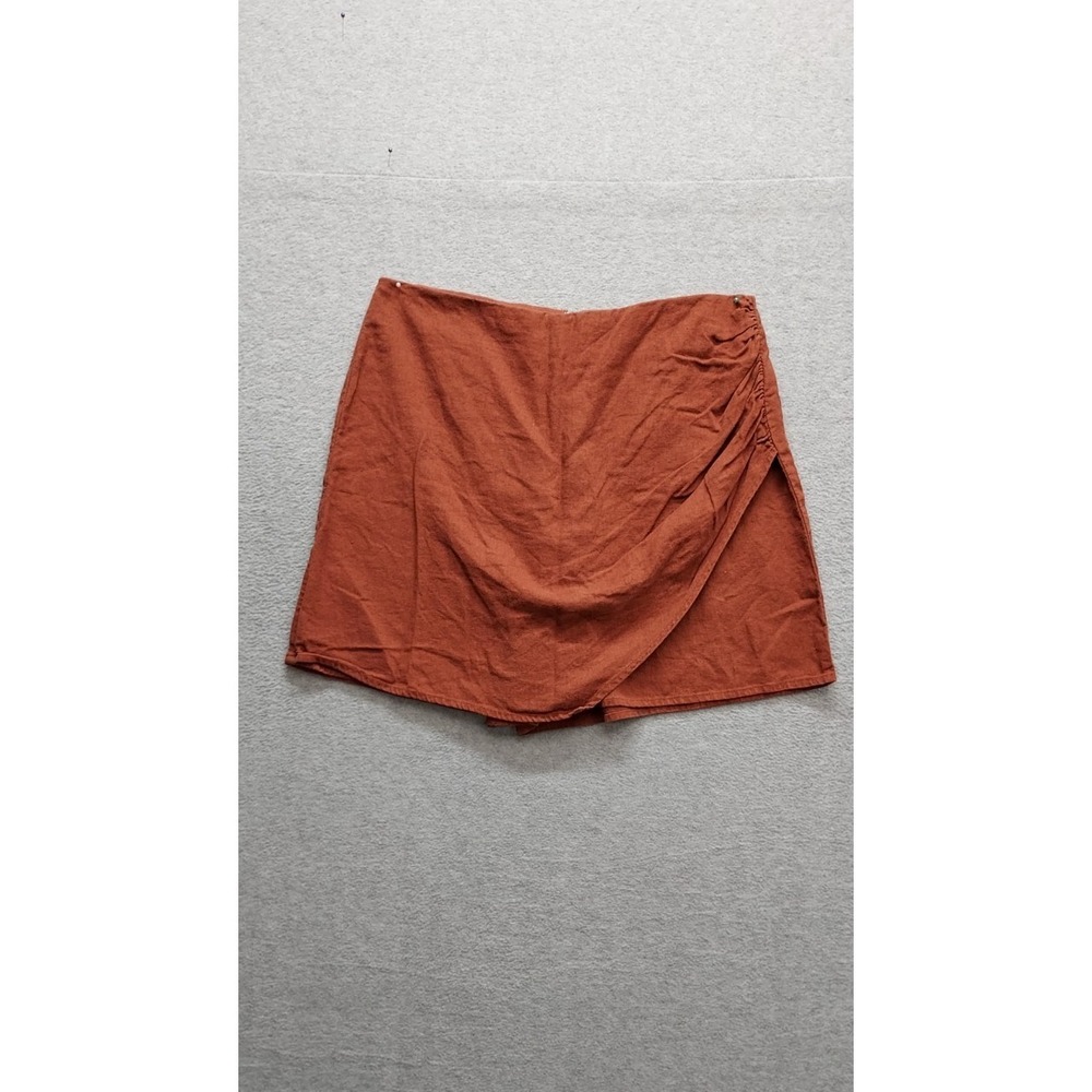 A New Day Women Skorts 8 Orange Wrap Front Detail Back Zip Lightweight Casual
